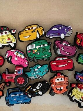 Assorted Kids Cartoon Car Shoe Charms - Multicolor (Includes Green VW Van)
